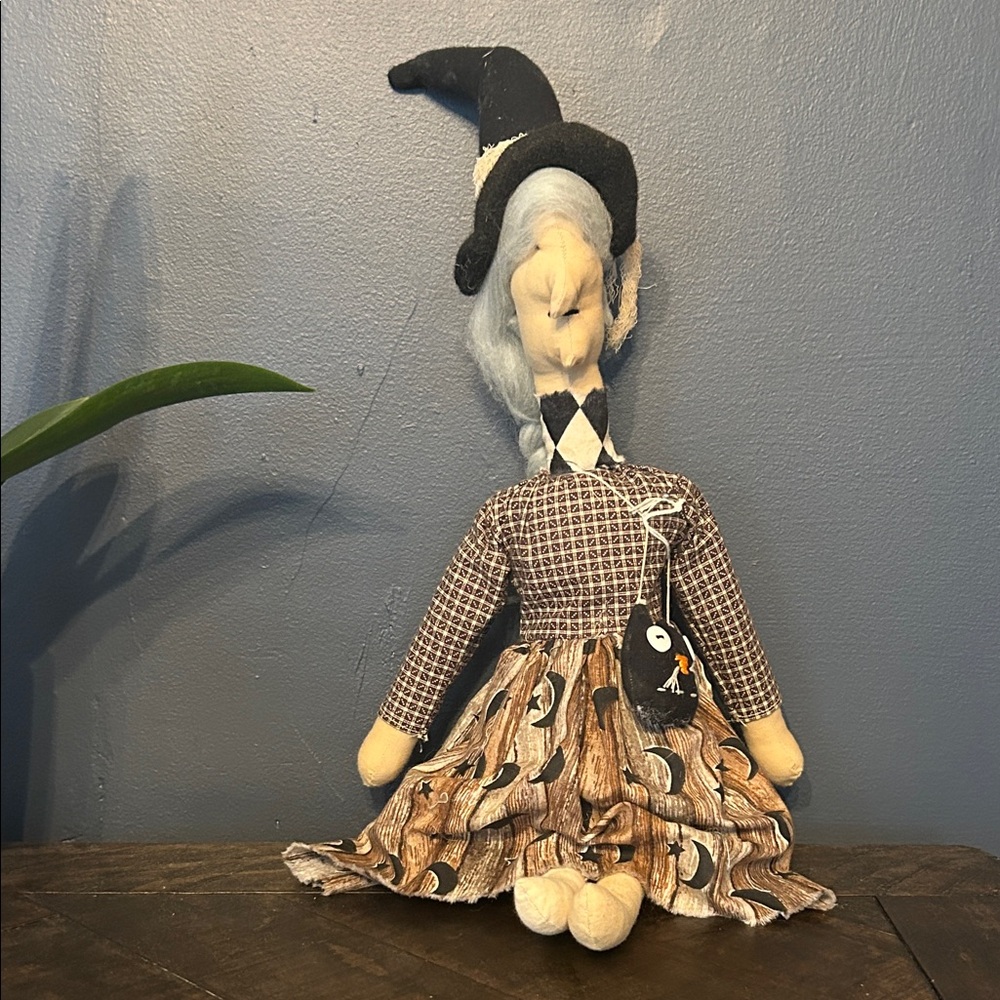Handcrafted Witch Doll with Black and Brown Accents